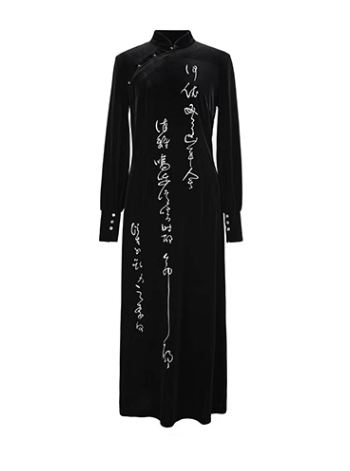 Langes Samtkleid China Retro