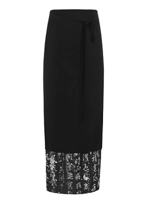 シフォンウエストスプライスロングプリントスリットスカートロー