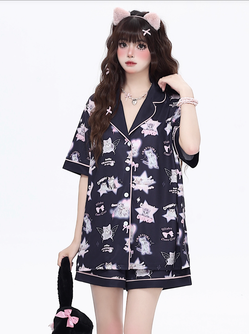 Half Top Design Room + Pants Summer Cat Cat Wear