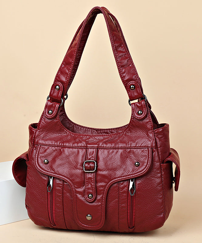 Schultertasche aus Leder mit Kapazität, neu, schwarz, groß, Kalbsleder, 2025