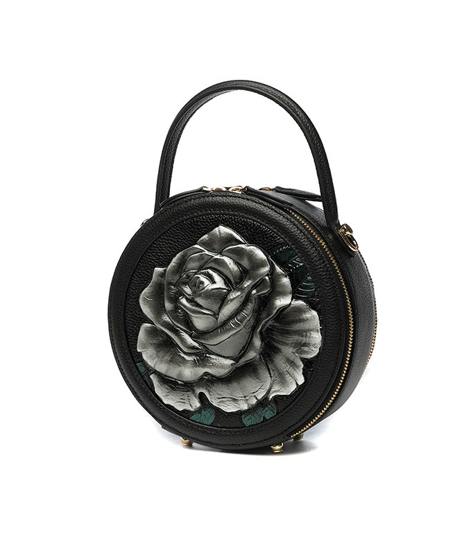 紫のエンボス加工を施した新しいスタイルの牡丹柄エスニックバッグ（ラウンド型）2025