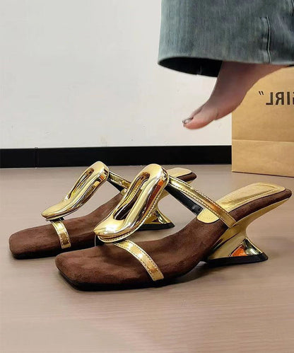New Slide Heel Wedge Gold 2025 French Sandals Style