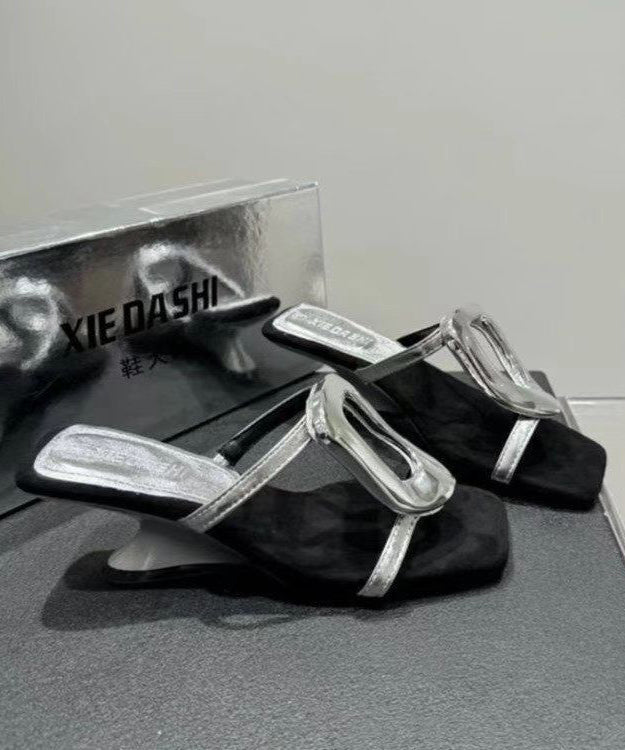 New Slide Heel Wedge Gold 2025 French Sandals Style