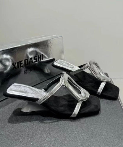 New Slide Heel Wedge Gold 2025 French Sandals Style