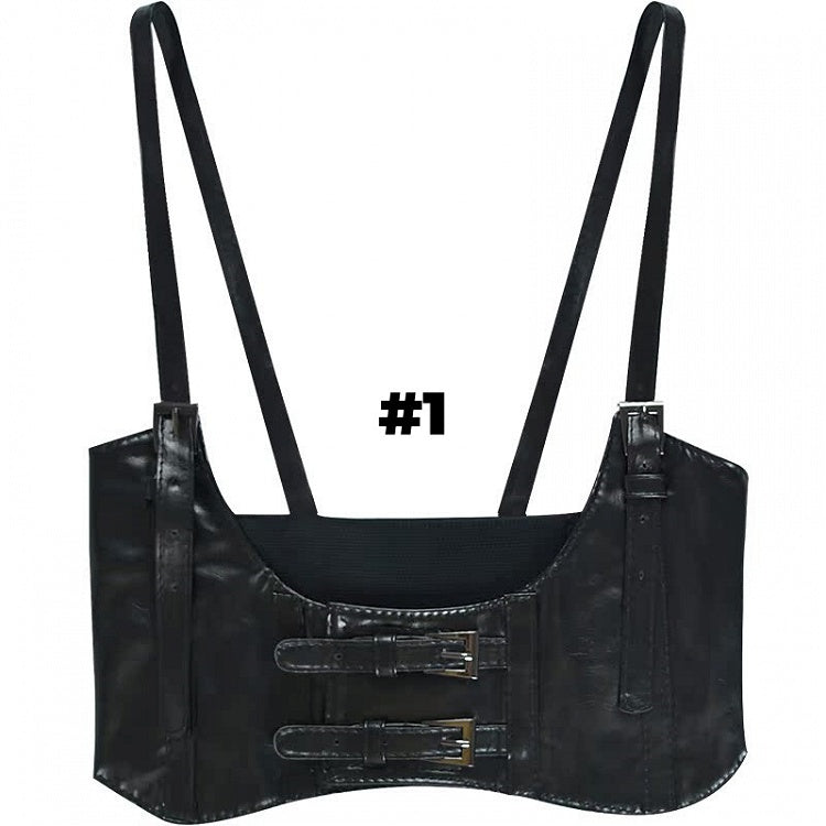 Black PU Buckle Corset Belt