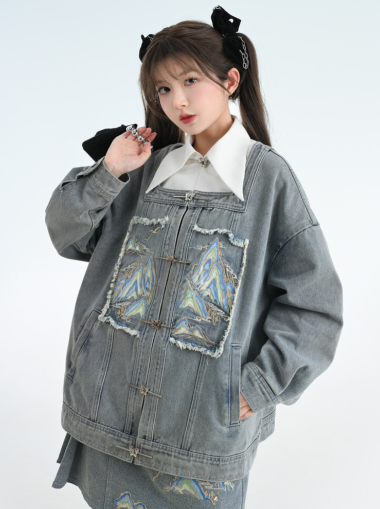 Jacke Jeansrock Polo Unisex Kurz