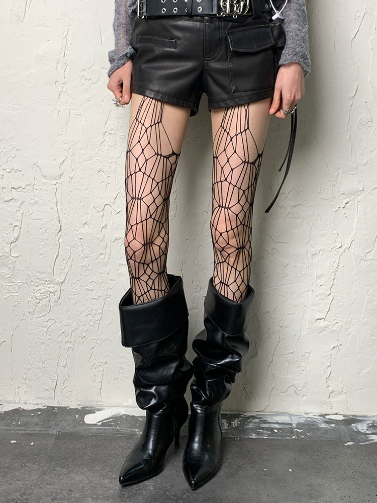 Schwarze Strumpfhose mit ausgehöhlten Strapsen