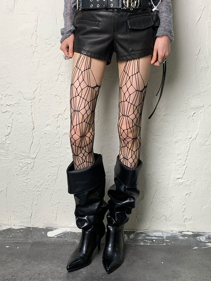 Schwarze Strumpfhose mit ausgehöhlten Strapsen