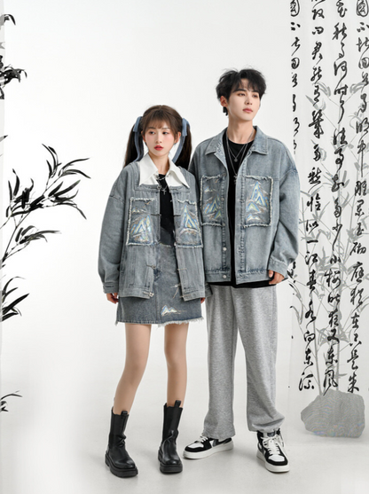 Jacke Jeansrock Polo Unisex Kurz