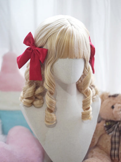 Blond/Braun/Schwarz/Weiß/Rot, über der Brust lange, gelockte römische Perücke mit vollem Pony