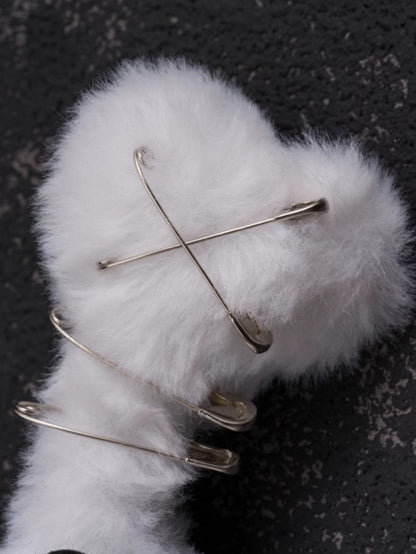 White Details Skeleton Applique Gothic Hairclip Bone Pin Plush