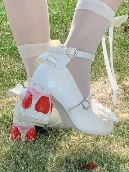 Mid-Heel Patisserie White Heel PU Mary Sweet Inspired in Janes -