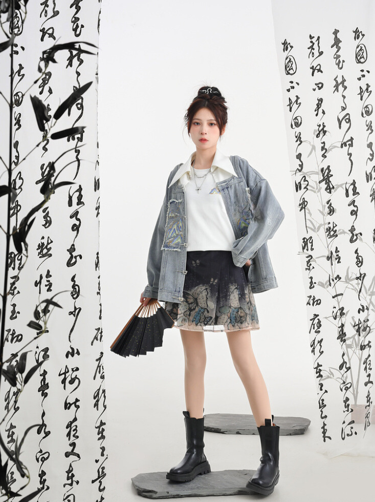 Jacke Jeansrock Polo Unisex Kurz