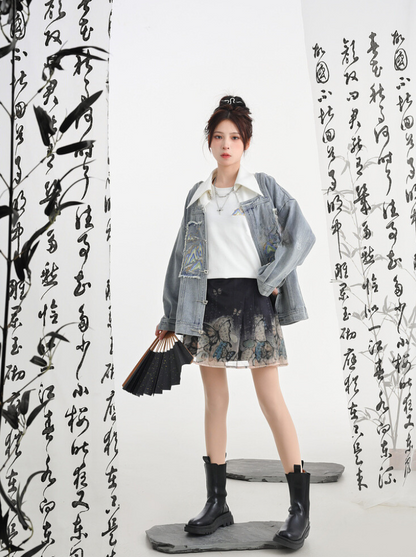 Jacke Jeansrock Polo Unisex Kurz