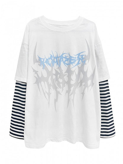 ホワイトフェイクツーピースグラフィックTシャツ