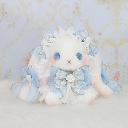 Bunny Flower Convertible Bowknot with White Blue Accents Bag Strap Plush