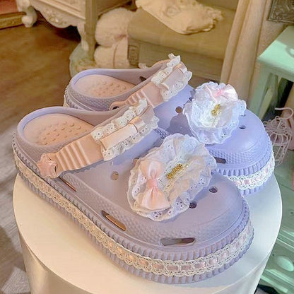 Pink Sweet Intricate Purple Clogs - Lolita Beadwork