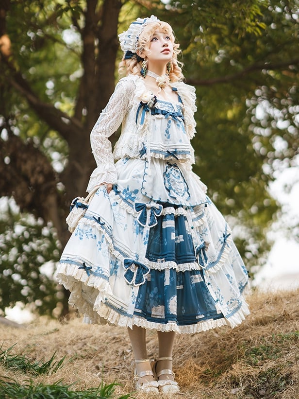 Sommerrock plus Mulberry Blue Cami Print Top + Lolita Verfügbare Setgrößen