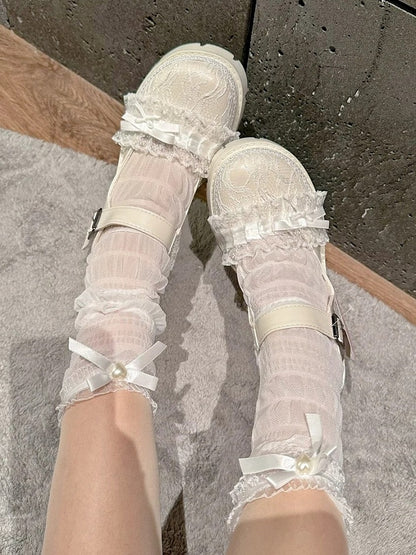 Off-White Lolita Mary Janes - Classic 6cm Low Heel with Bow Accents
