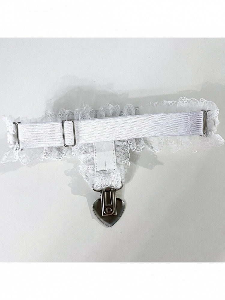 Lace Leg Garter with Heart Pendant and Metal Buckle - Magic Diary