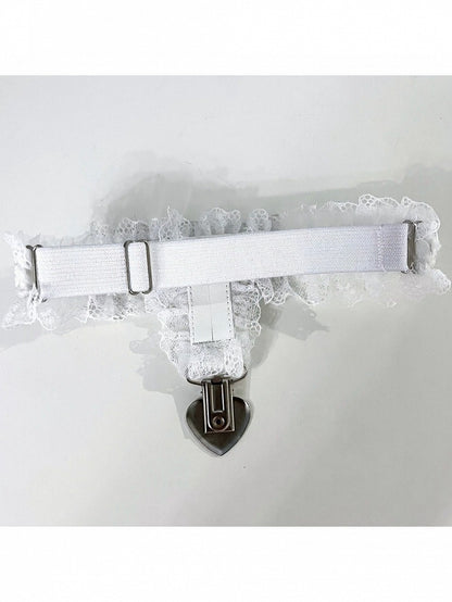 Lace Leg Garter with Heart Pendant and Metal Buckle - Magic Diary