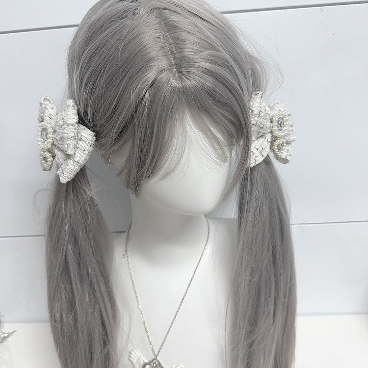 アクセントオプション ビーズハートチャーム ラインストーン ジライケイ ボウヘアクリップ 5個