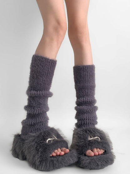 4 Plush Colors Warmers Leg Knitted