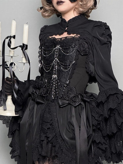 White Black Rib-shaped Bead Chain - LeMiroir LeMiroir | LilyVow