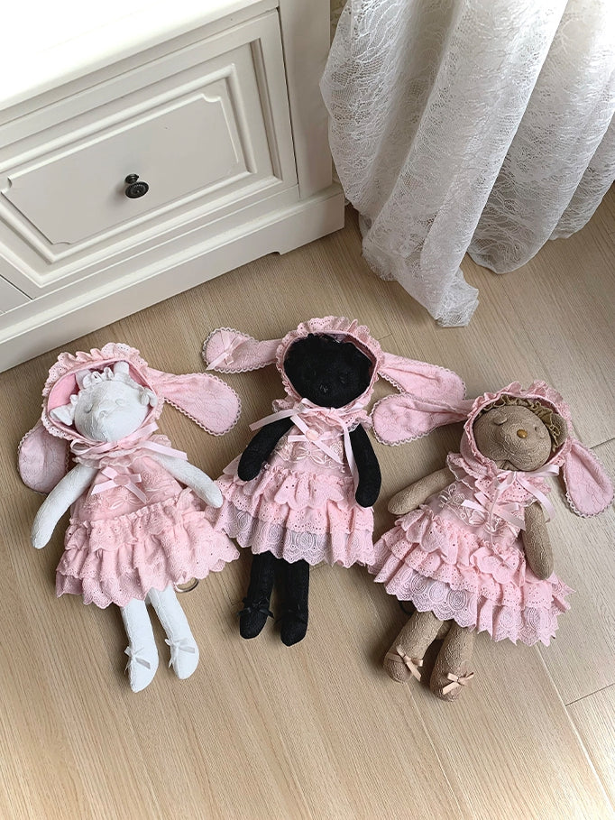 Pink Rosette and Bowknot Dress + Bunny Ears Hat