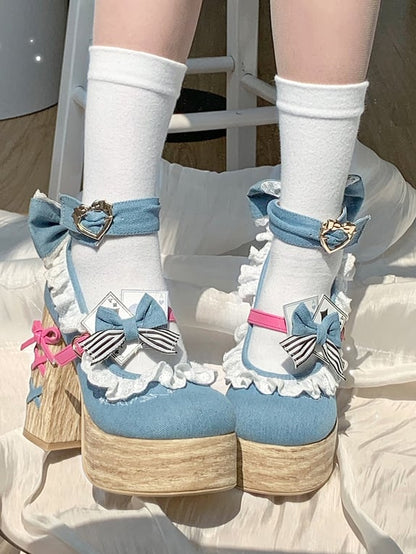 Vibes Alice Janes Sweet Blue Platforms Mary Denim Lolita in Wonderland