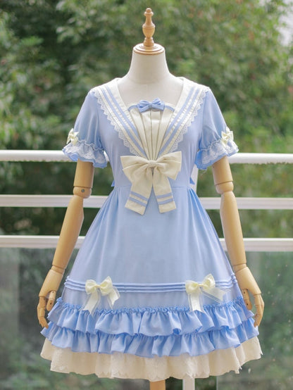 プラスサイズ対応セーラーカラーのスイートワンピース