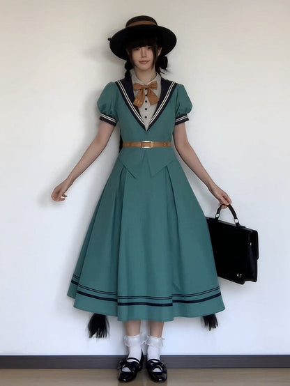 Turquoise Sailor Collar Elegant Lolita Dress - LilyVow
