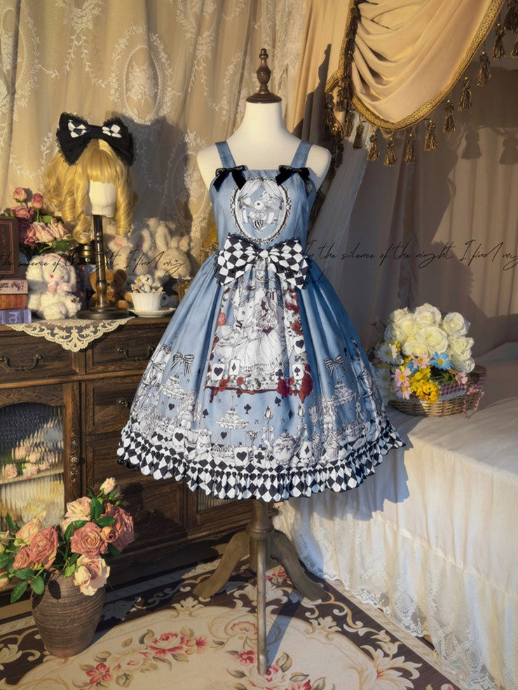 Gothic Vintage Fairy Tale Chiffon JSK Dark Alice Lolita Gown - Diamond Honey