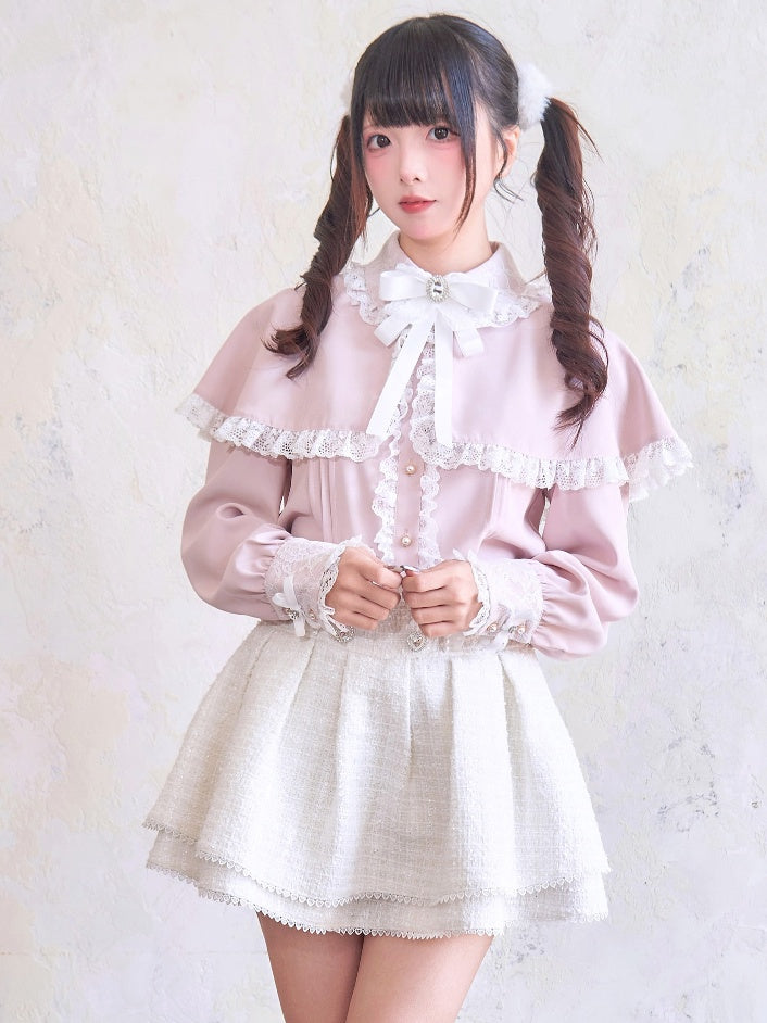 ウエストホワイト ジライケイ ハートラインストーン ハイスカート ツイード