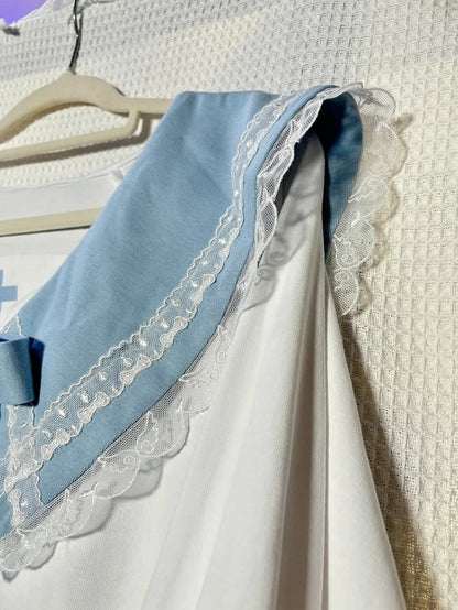 Dinner' Kei Dress Print Light Sailor with Blue 'Angel's Jirai