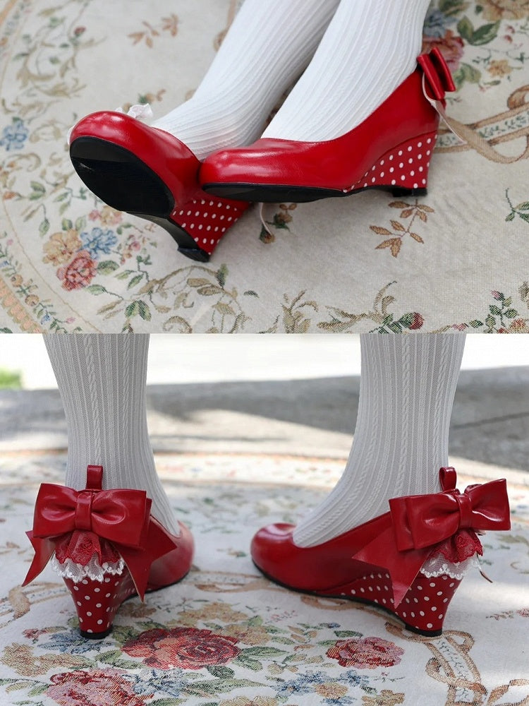 Mary - PU Heart Lolita Shoes Sweet Removable Jane Design Wedge
