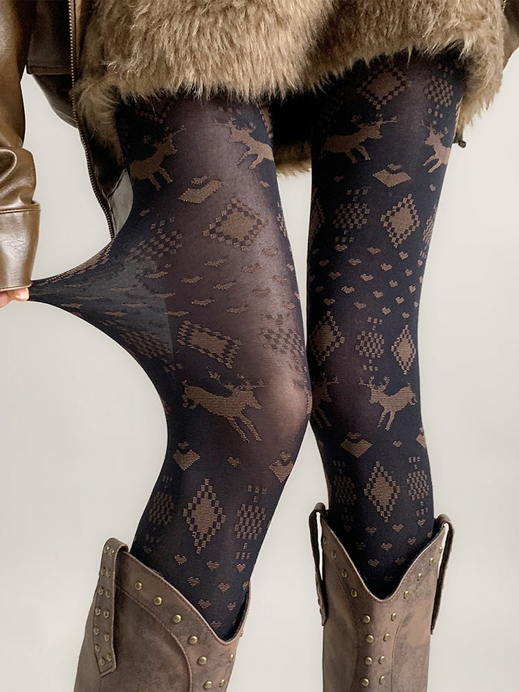 Tights Deer Geo-Pattern Woodland