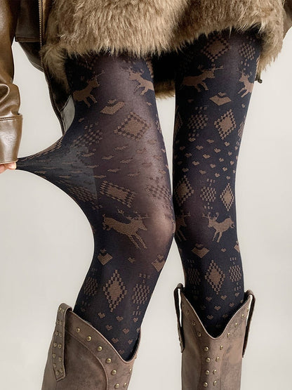 Tights Deer Geo-Pattern Woodland