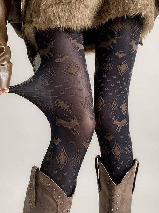 Tights Deer Geo-Pattern Woodland