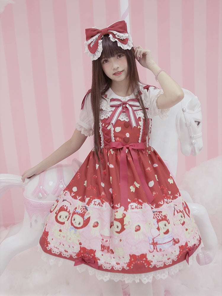 Sweet Lolita KC Rote Spitzenborte mit großer Schleife