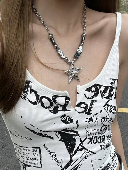 Star Pendant Silver Chain Necklace - YSHXS