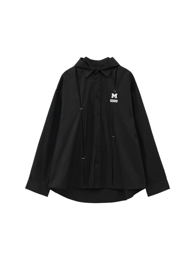 プリーツフードシャツ デコンストラクト ダーク