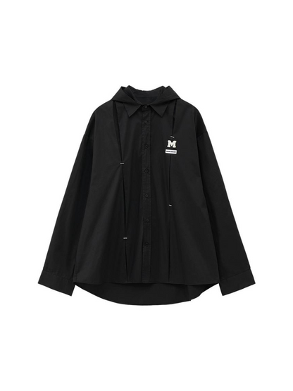 プリーツフードシャツ デコンストラクト ダーク