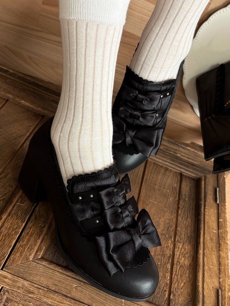 Heel Design Fit Block Slip-in Mid Slip-ons Lolita Black - Elegant