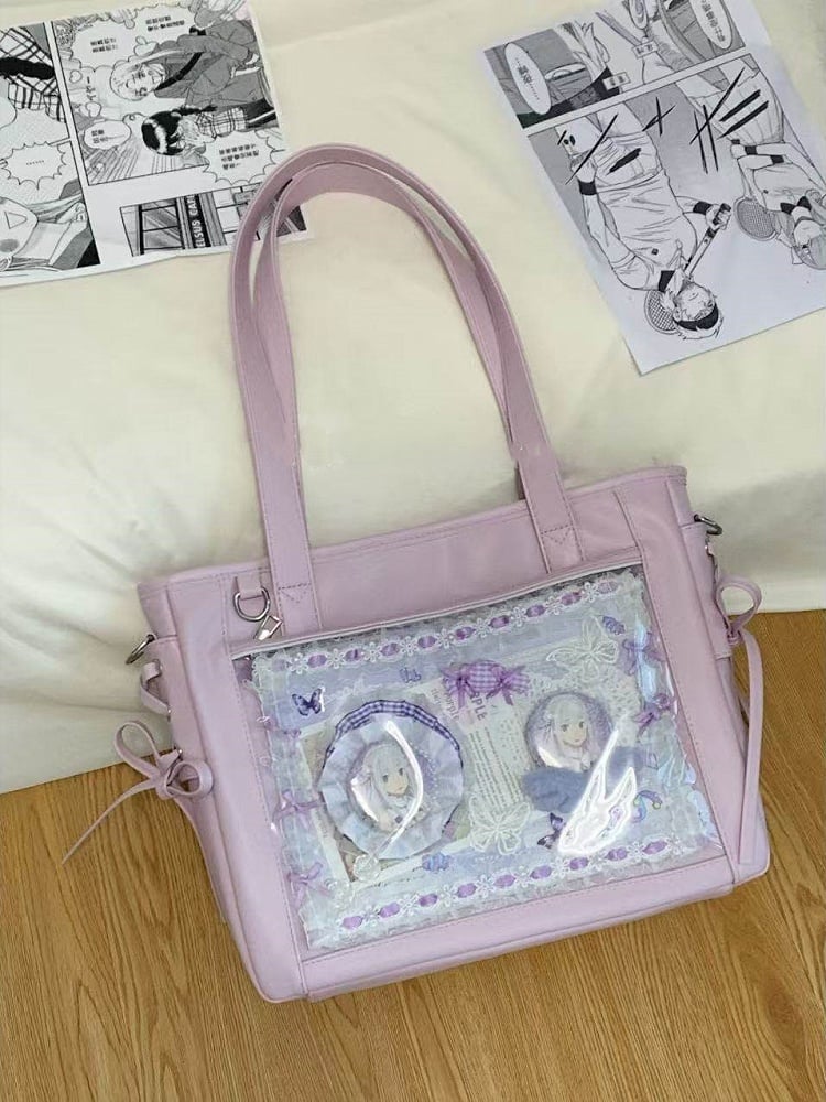 Tote Colors Accents Bag Side Tie 8 Ita with PU Bow