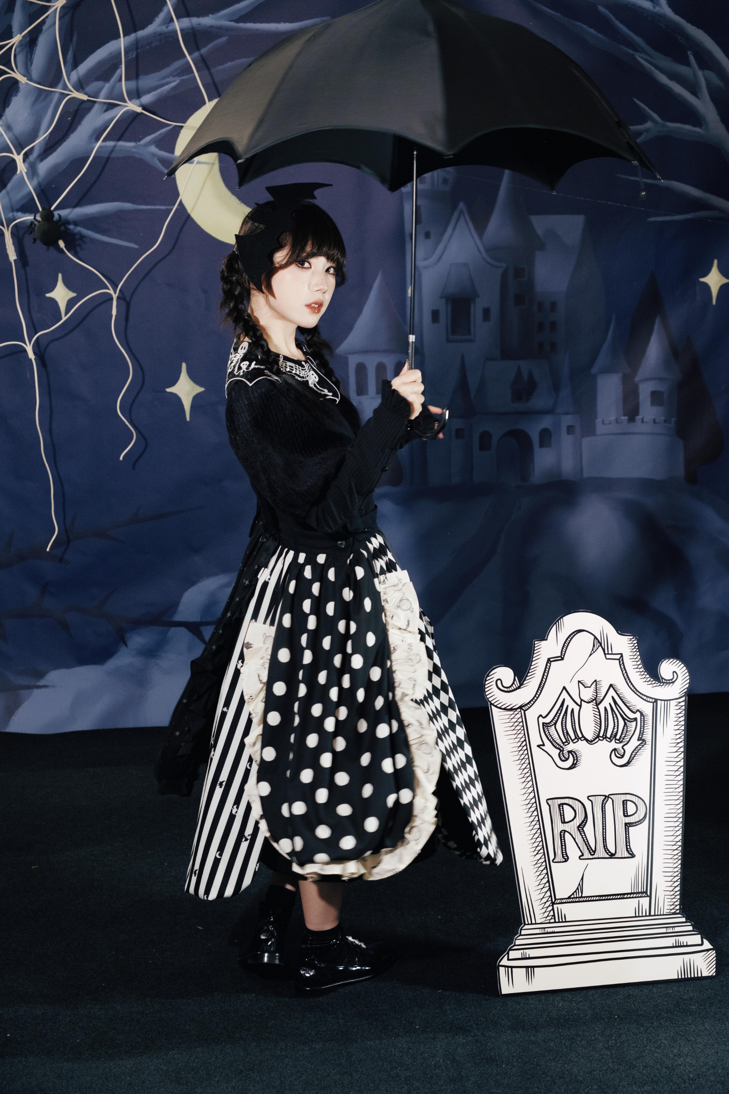 クロップドスリーブ スパイダーカラー パフトップ