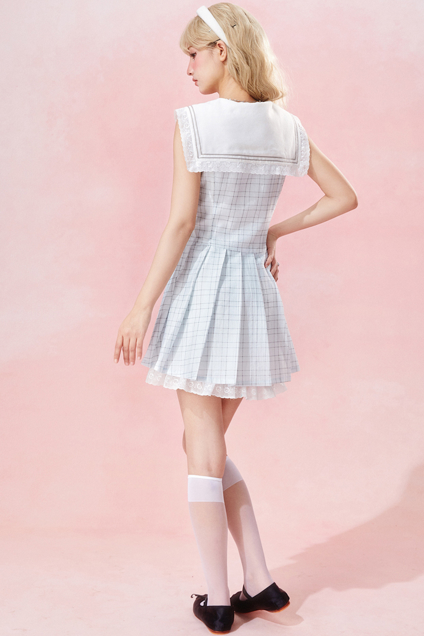 Maritimes Kleid Ärmellos Chic Check