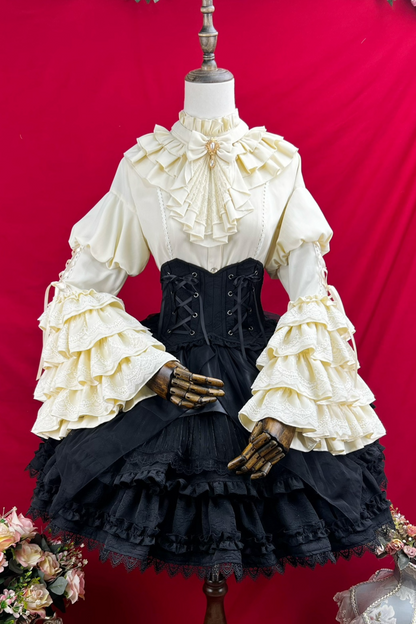 グッドエビルロリータゴシックジーシャツ＋フレアスカート＋ウエストベルト