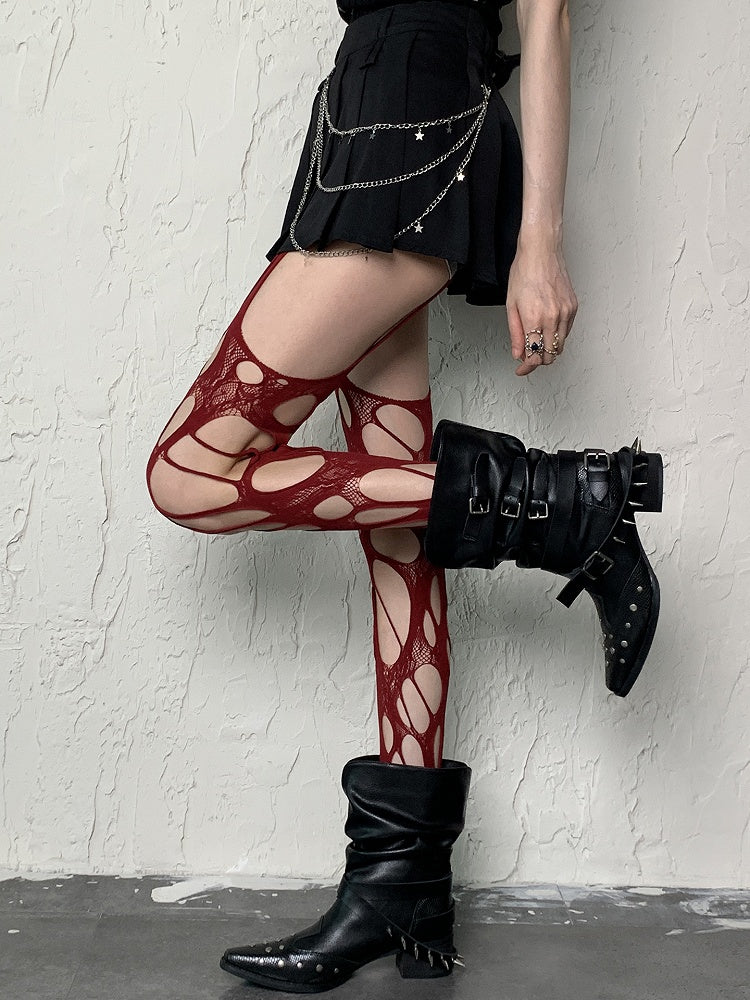 Design Y2K Red/Black Tights Cut-out