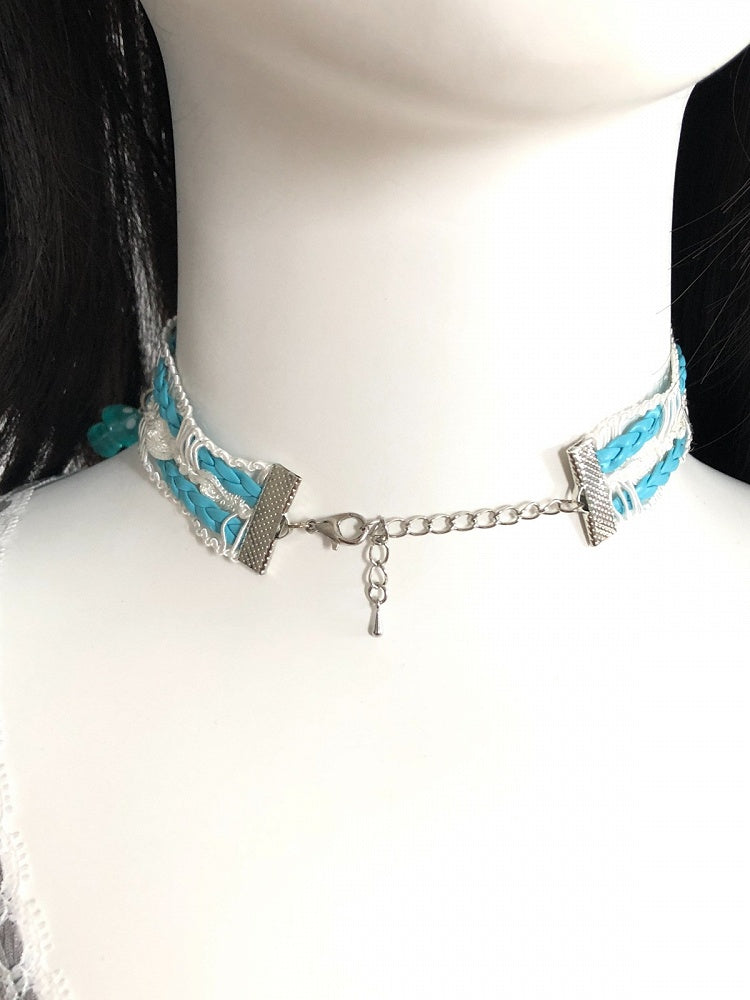 Blue Summer Woven Choker Bow Pendant - freetrader